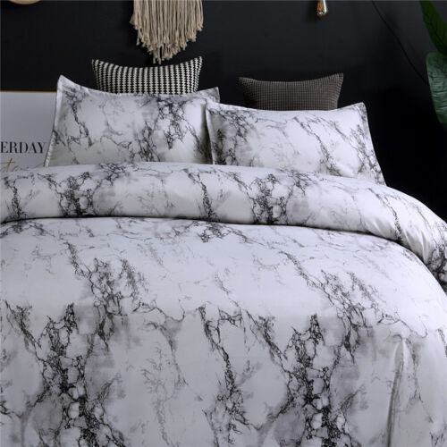 MARBLE GREY /& PINK Reversible Duvet Cover Quilt Bedding Set Pillowcases All Size