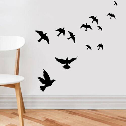 Wall sticker For Kids Rooms Bedroom Decals Black Flying Birds Poster Diy LP 