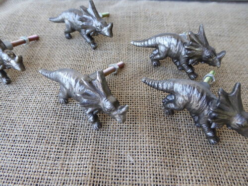 Pewter DINOSAUR Triceratops Or Brontosaurus Drawer Pull Cabinet  METAL KNOB