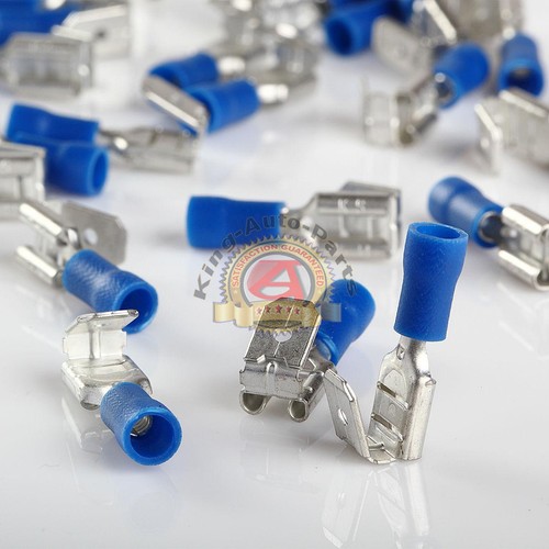 AWG .250 100Pcs Blue Piggyback Electrical Quick Disconnect Terminal 16-14 ga