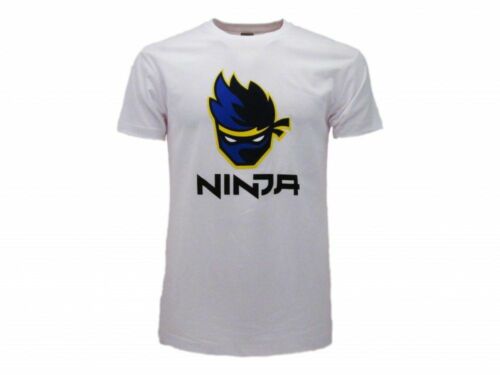 T-Shirt Ninja originale youtuber streamer Fortnite Battle Royal bianca maglia