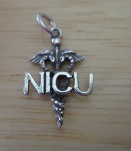 Sterling Silver NICU Newborn Intensive Care Unit Nurse Doctor Caduceus Charm 