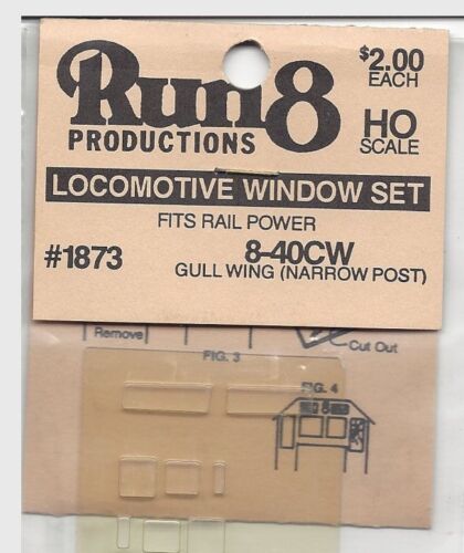 Window Set 8-40CW for Rail Power Gull Wing narrow post Run 8 Prod HO 1873 Loco
