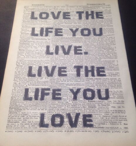 Love Life Live Bob Marley Quote Print Vintage Dictionary Page Wall Art Picture