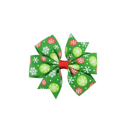 12Pcs Girl Christmas Holiday Gift Snowflake Ribbon Hair Bows Clip Girl Hairpin