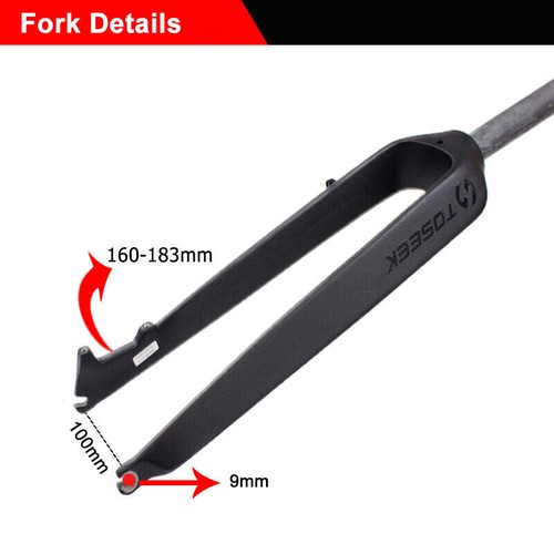 Mountain Bike 1-1//8/" Carbon Fiber Disc Brake Rigid Straight Forks 26//27.5//29er