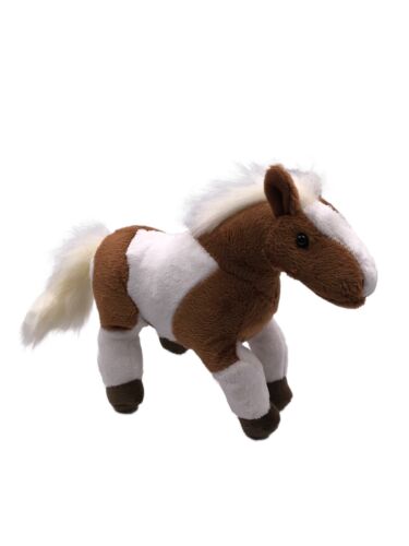 Animal de peluche sustancia irse a caballo de animales blanco marrón de pie Western 26 cm