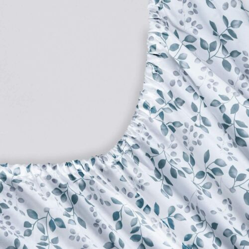 softan Queen Bed Sheet Set 4 PC Green Leaves Printed Brushed Microfiber Elegant