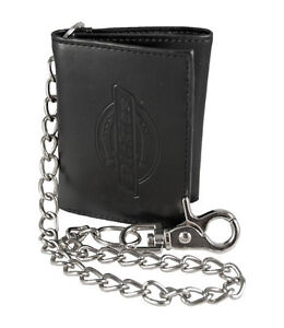 New Dickies Black Leather Trifold Tri-Fold Wallet with Metal Chain | eBay