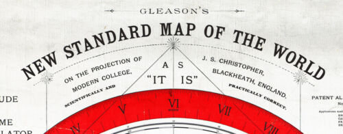 Flat Earth Map 1892 Alexander Gleason 16"x23" New Standard Map of the World 1892 