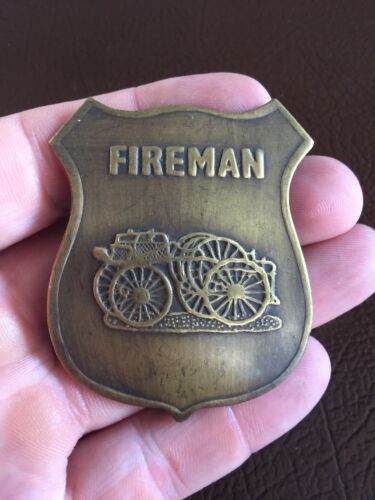 Fireman Fire Chief Pin Firefighter Epaulette Collector Solid Metal LARGE 2.5”