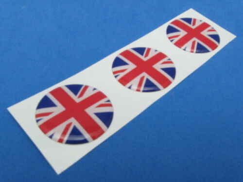 UNION JACK BRITISH FLAG ENGLAND UK DOMED DECAL EMBLEM STICKER SET OF THREE #251