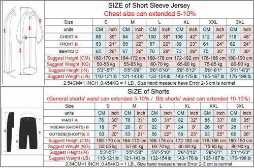 Cycling Short Jersey Bike Racing Bibs Shorts Men/'s Riding Clothing Set Shirt Pad