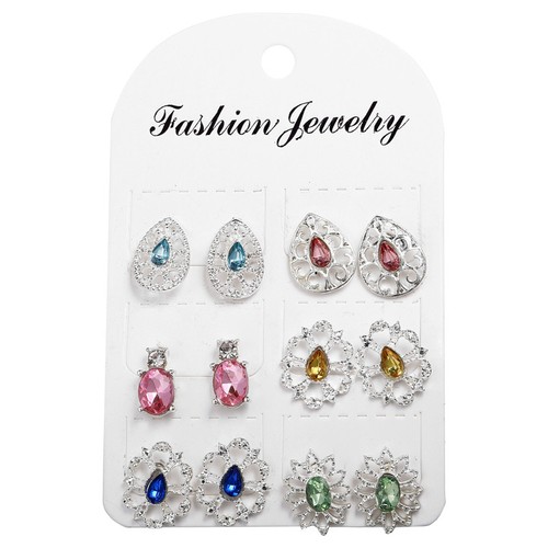 6Pairs//Set Fashion Women Rhinestone Crystal Drop Jewelry Ear Stud Earrings Boho