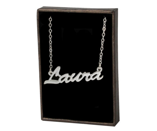 LAURA 18ct White Gold Plating Necklace With Name Custom Made Christmas Pendant 