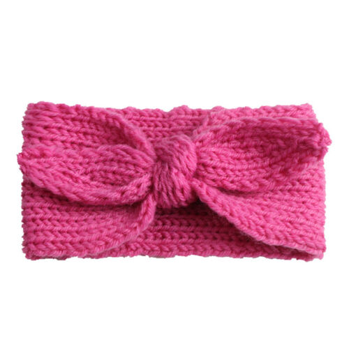 Baby Girl Cute Rabbit Ear Wool Knitted Headband Simple Solid Color Warm Hairband