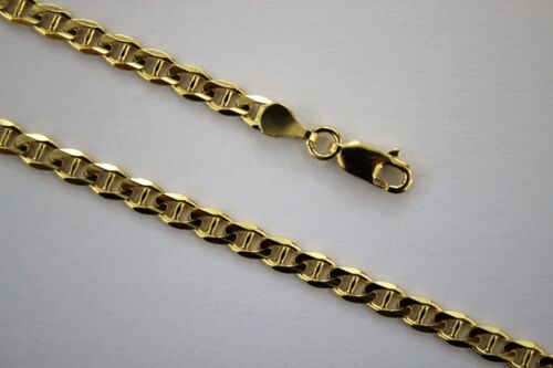 16/" ~ 26/" Authentic 14K Solid Yellow Gold Concave Mariner Chain 1.5mm ~ 8.1mm