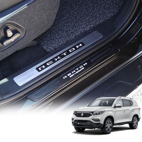 Metallic Inside Door Scuff Step Protector Cover for SSANGYONG 2017 G4 Rexton