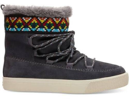 NEW Details about  / TOMS Alpine Gray Suede Lace Up Faux Fur Ankle Sneaker Boots