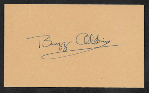 Edwin Buzz Aldrin Autograph Reprint On Original Period 1960s 3X5 Card 