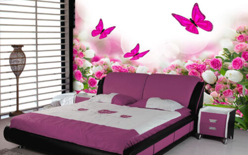Roses Tulips Leaves Flowers 3D Full Wall Mural Photo Wallpaper Printed Home Deco 