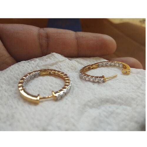 18K Rose Gold Finish 1.20Ct Round Brilliant Cut D/VVS1 Diamond Hoop Earrings 