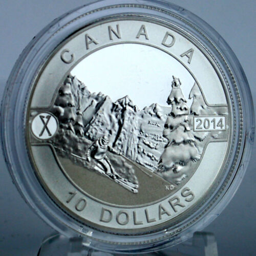 Canada 2014 $10 Skiing Canada/'s Slopes 1//2 oz .9999 Pure Silver Matte Proof Coin