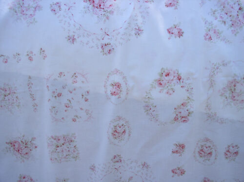 Lecien Durham Quilt Collection Faded Rose Motifs on Cream Cotton Fabric  HTF 