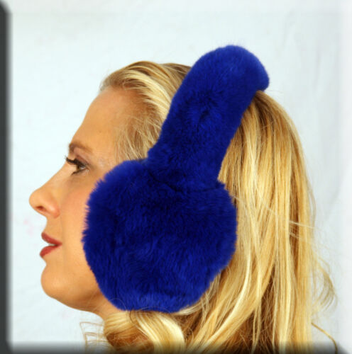 New Blue Rex Rabbit Fur Ear Muffs 