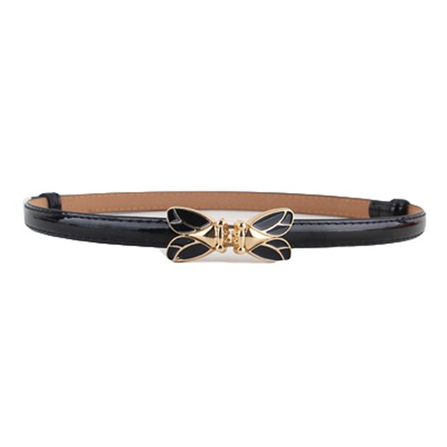 Women Ladies Girls Skinny Flower Bow Buckle Belt Faux Leather Corset Waistband