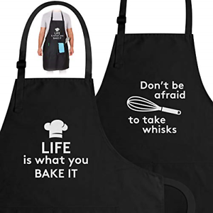 Adjustable Universal Fit Men & Couples Zulay 2-Pack Funny Aprons For Women 