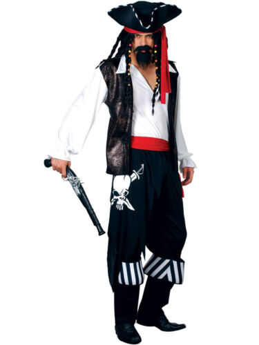 Haute mer Buccaneer Capitaine Pirate adulte costume robe fantaisie homme Tailles S M L XL