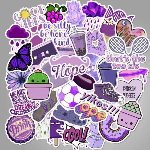50Pcs Purple Series Cartoon Decorative Stickers For Laptop Bike NEW wangg2