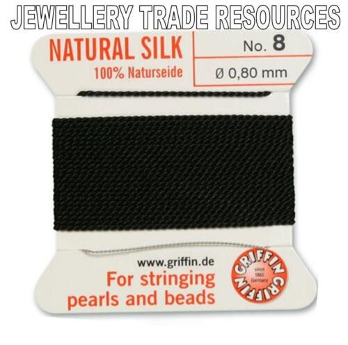 Chaîne de soie noir fil 0.80 mm pour perles /& perles stringing Griffin Taille 8