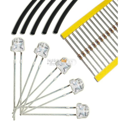 20x LED 4,8mm Rosa larga abstrahlend Strawhead ROSA vorwiderstand ZB 12 Volt