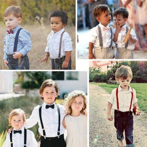 Baby Suspender and Bow Tie Matching Set Boys Girls Adjustable Suspenders