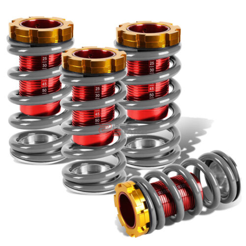 FOR CIVIC/DC RED SCALE ADJUSTABLE 1-4"LOWERING SUSPENSION SILVER COILOVER SPRING 