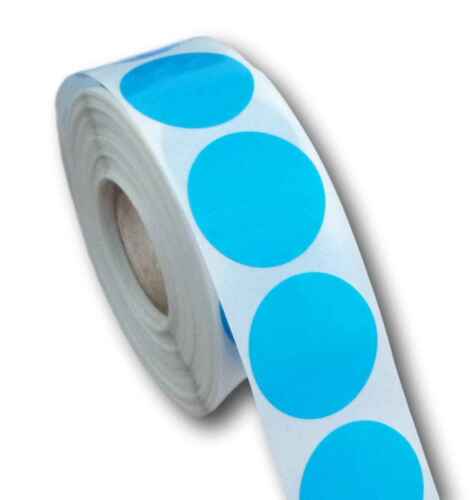 1000 GLOSS BLUE ROUND WATERPROOF 25MM STICKY LABELS SEALS STICKERS