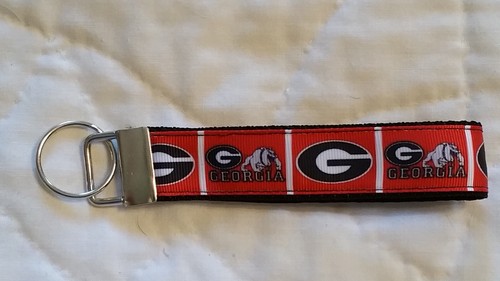 Handcrafted NCAA University of Georgia Bulldogs UGA Key Chain Wristlet NEW