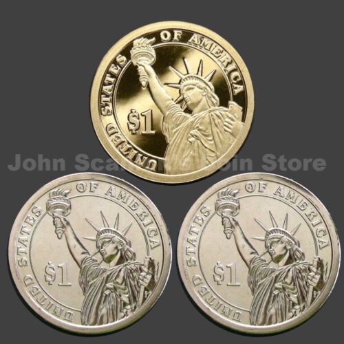 3 Coins Trio of 2008 Quincy Adams Presidential Dollars P/&D BU and S-Mint Proof