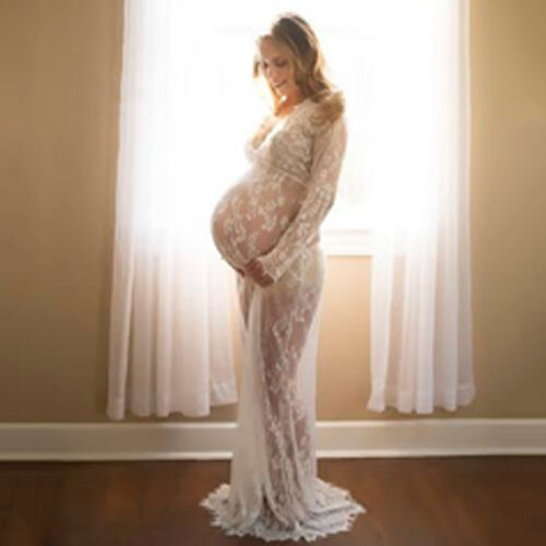 Pregnant Women Lace Gown Maxi Dress Maternity Beach Party Photo Shoot Summer * 
