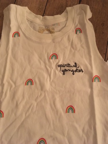 Spiritual Gangster Varsity Crop tank top new offwhite Sz L