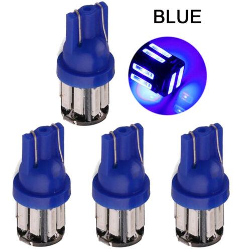 4PCS T10 7020 10SMD Blue LED Light Super Bright Car Interior Wedge Lamp 12V