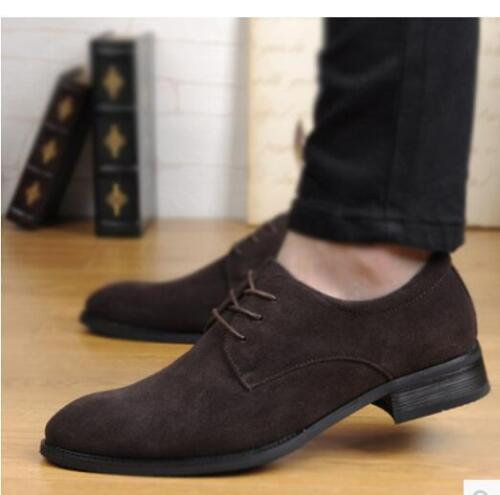 Men/'s Pointy Toe oxford dress formal business lace up Suede casual Shoes