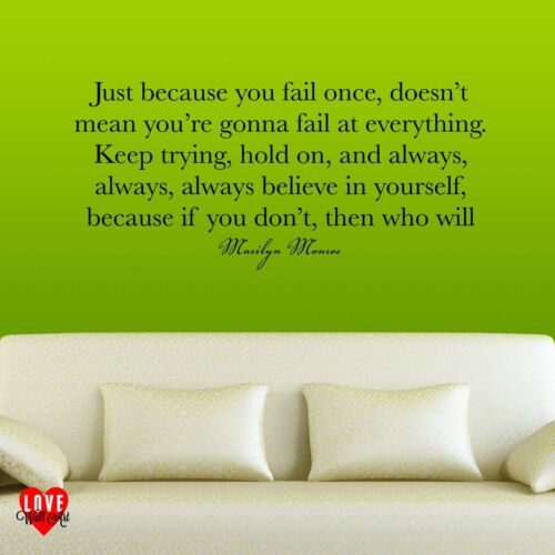 Marilyn Monroe Just because you fail once quote vinyl wall art sticker