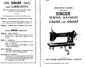 Singer 114w103 114w104 chain stitch embroidery machine  INSTRUCTION MANUAL PDF