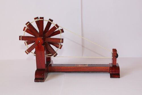 Wooden Charkha Gandhi Charkha Spinning Wheel Home Decore Brown Colour