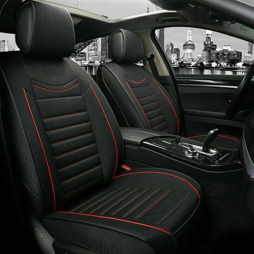 Sitzbezüge Schwarz mit roter Naht Komplettsatz aus Stoff Schonbezüge Elegant