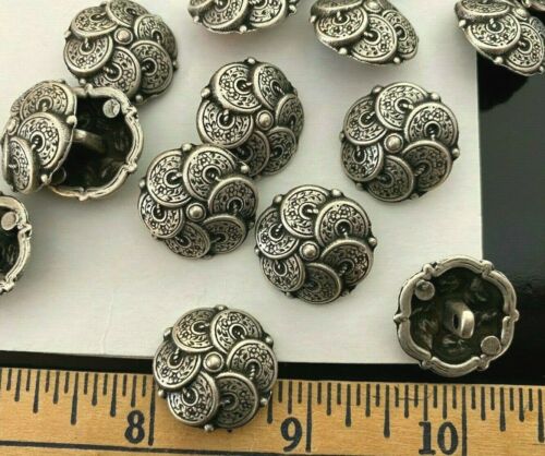 Metal Silver Tone #180LG Buttons Dome 6 pcs 3/4" 19mm 