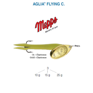 Cuiller MEPPS AGLIA FLYING C  15 g Or Chartreuse Gold // Chartreuse